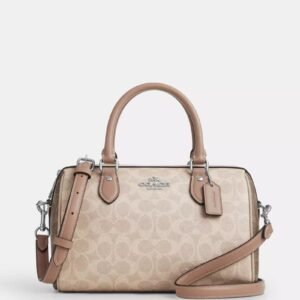 Coach Rowan Satchel Bag In Signature Canvas, Women's Tote Bag, Women's Shoulder Bag, Women's Hand Bag, Women's Travel Bag, Beige